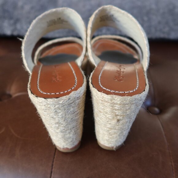 Elizabeth and James "Boca" tall platform wedge sandals/shoes size 6B raffia/jute - Picture 5 of 16